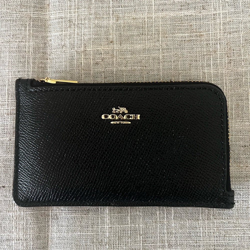 Coach Black Leather Zip Card Case